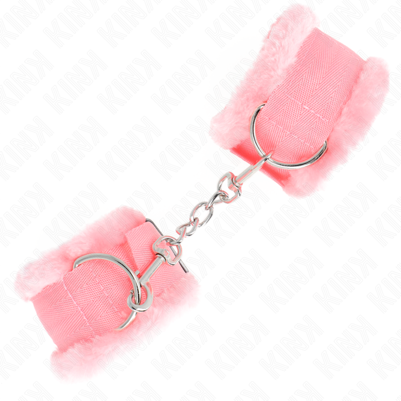 KINK - FURRY LINED WRIST RESTRAINTS PINK ADJUSTABLE 17-31 CM X 7 CM