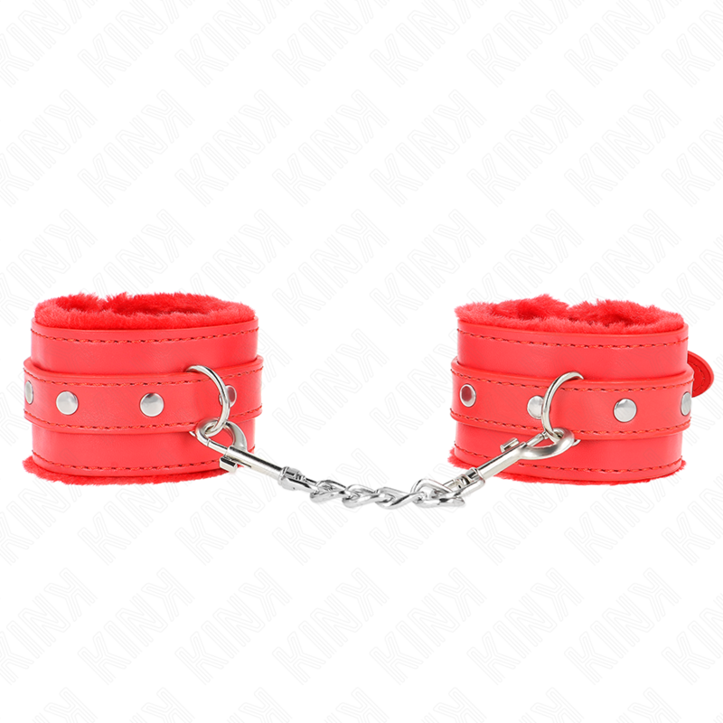 KINK - RESTRICCIONES PARA MUÑECAS CON FORRO DE PIEL DE PRIMERA CALIDAD ROJA CON CINTURÓN ROJO AJUSTABLE 17-29 CM X 6 CM