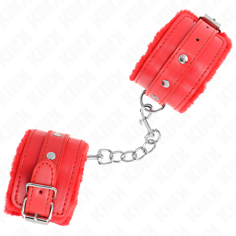 KINK - RESTRICCIONES PARA MUÑECAS CON FORRO DE PIEL DE PRIMERA CALIDAD ROJA CON CINTURÓN ROJO AJUSTABLE 17-29 CM X 6 CM