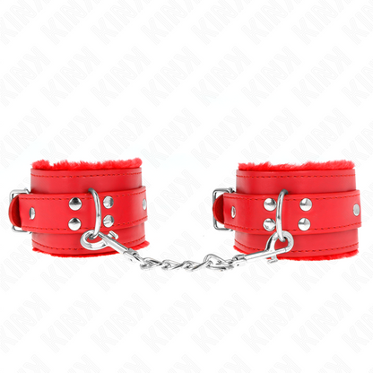 KINK - RESTRICCIONES PARA MUÑECAS CON FORRO DE PIEL ROJA Y CINTURÓN ROJO AJUSTABLE 17-29 CM X 6 CM