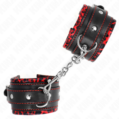 KINK - FUR LINED WRIST RESTRAINTS RED / BLACK ADJUSTABLE 17-29 CM X 6 CM