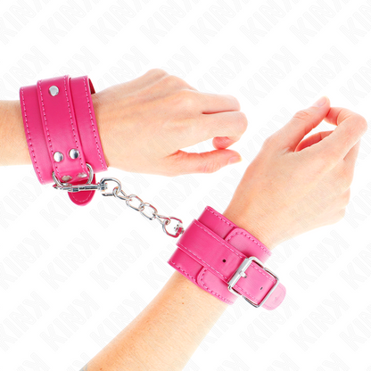 KINK - WRIST RESTRAINTS RASPBERRY ROSE WITH RASPBERRY ROSE LINING ADJUSTABLE 20-28 CM X 5.5 CM