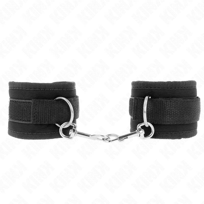 KINK - RESTRICCIONES DE MUÑECA CON GANCHO Y BUCLE DE NYLON NEGRO MODELO 2 AJUSTABLE 18-35 CM X 6 CM