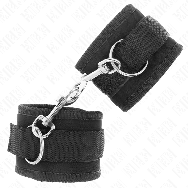 KINK - RESTRICCIONES DE MUÑECA CON GANCHO Y BUCLE DE NYLON NEGRO MODELO 2 AJUSTABLE 18-35 CM X 6 CM