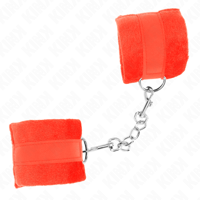 KINK - BEGINNER FUR HAND CUFFS RED 30 X 7 CM