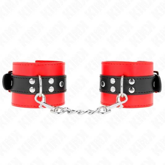 KINK - RESTRICCIONES PARA MUÑECAS ROJAS CON CINTURÓN NEGRO AJUSTABLES 17-28 CM X 6 CM