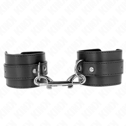 KINK - RESTRICCIONES DE MUÑECA - UNA FILA DE REMACHES Y HEBILLA GRANDE NEGRA AJUSTABLE 17-28 CM X 5 CM