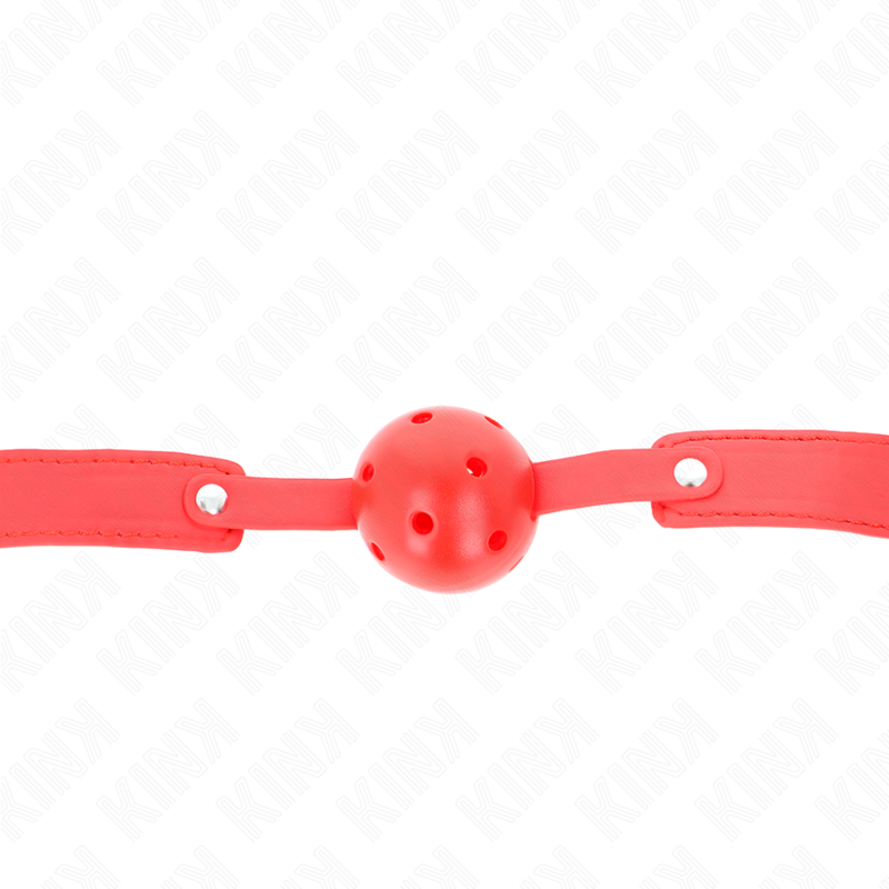 KINK - MORDAZA DE PELOTA TRANSPIRABLE ROJA DE 4,5 CM 65 x 2,5 CM