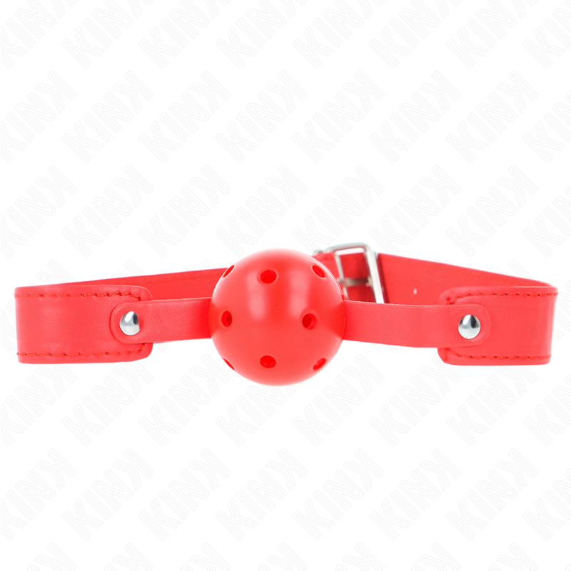 KINK - MORDAZA DE PELOTA TRANSPIRABLE ROJA DE 4,5 CM 65 x 2,5 CM