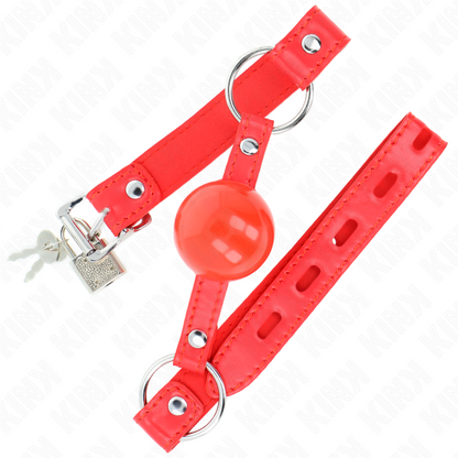 KINK - MORDAZA TPE BOLA 4 CM CON CERRADURA ROJA 60 x 2 CM