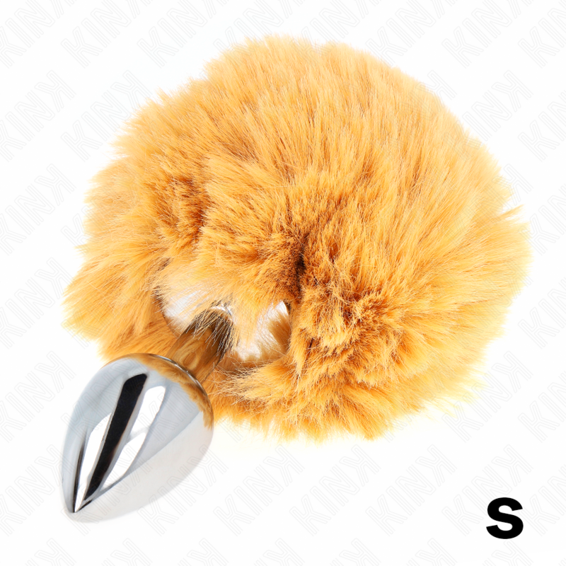 KINK - STAINLESS STEEL PLUG 7 x 3 CM WITH BEIGE FAUX FUR RABBIT TAIL 8 CM