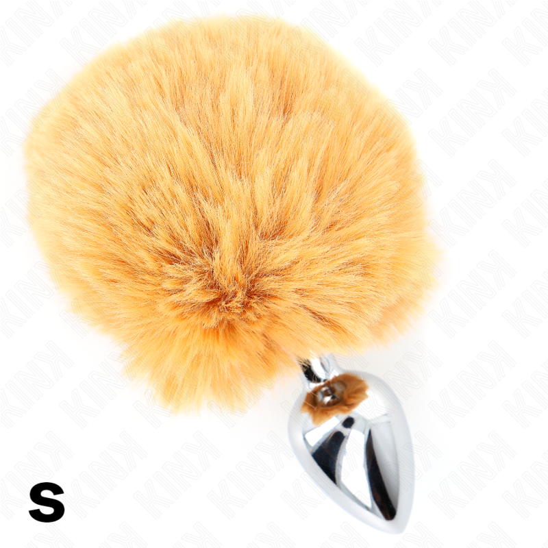 KINK - STAINLESS STEEL PLUG 7 x 3 CM WITH BEIGE FAUX FUR RABBIT TAIL 8 CM