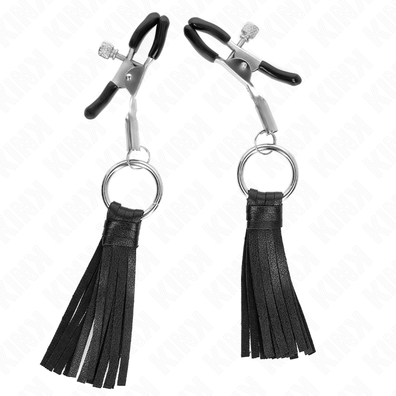 KINK - PINZAS PARA PEZONES CON BORLAS DE CUERO SINTÉTICO 6 CM