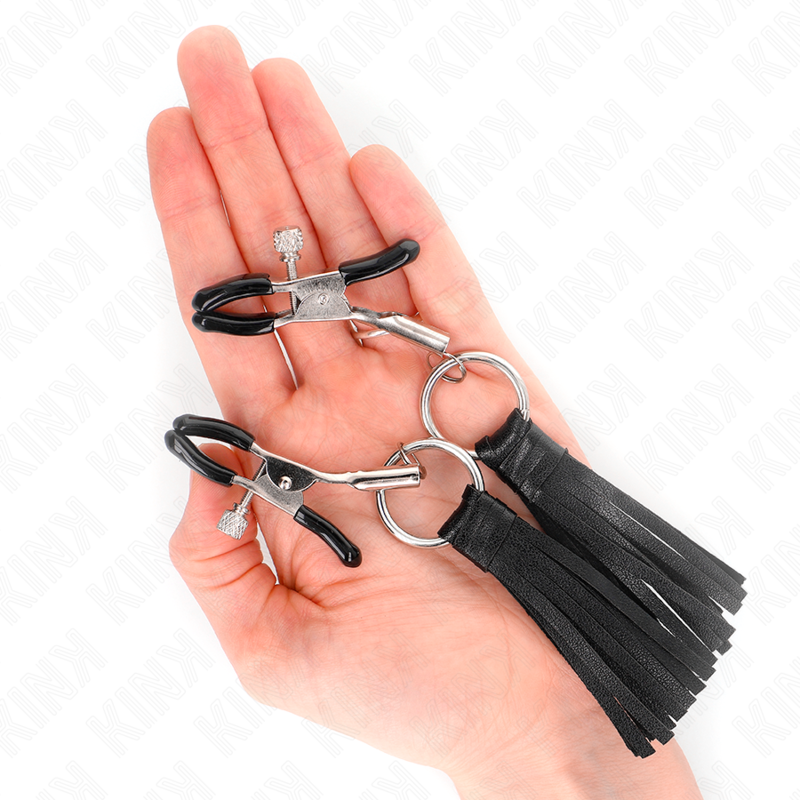 KINK - PINZAS PARA PEZONES CON BORLAS DE CUERO SINTÉTICO 6 CM