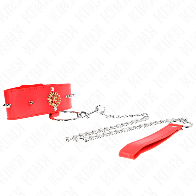 KINK - COLLAR DE DIAMANTES ROJOS CON CINTURÓN 65 CM AJUSTABLE 35-51 CM X 7 CM