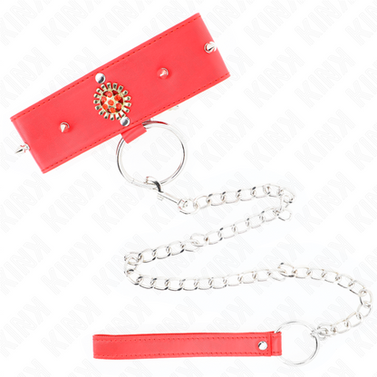 KINK - COLLAR DE DIAMANTES ROJOS CON CINTURÓN 65 CM AJUSTABLE 35-51 CM X 7 CM