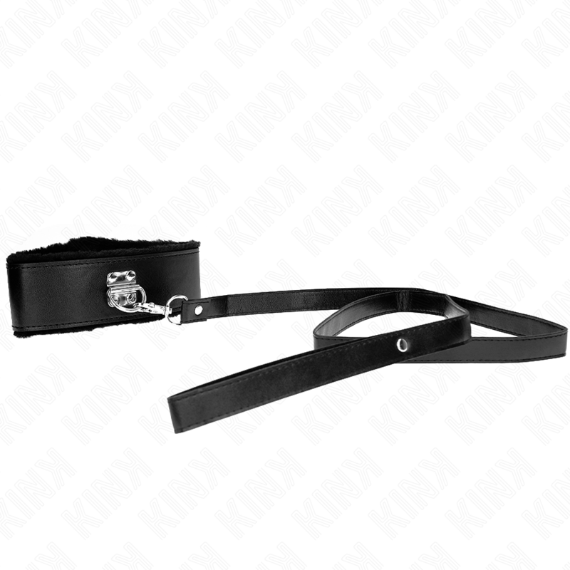 KINK - COLLAR CON CORREA 116 CM CON TACHUELAS PLATA MODELO 4 NEGRO AJUSTABLE 40-48 CM X 6 CM