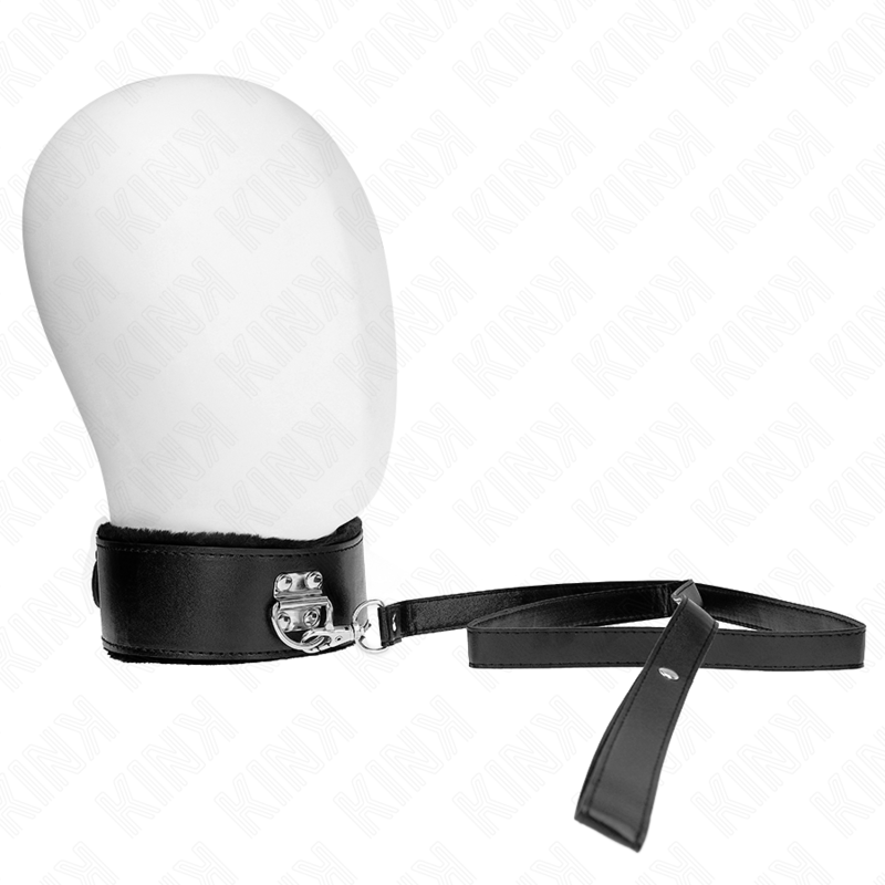 KINK - COLLAR CON CORREA 116 CM CON TACHUELAS PLATA MODELO 4 NEGRO AJUSTABLE 40-48 CM X 6 CM