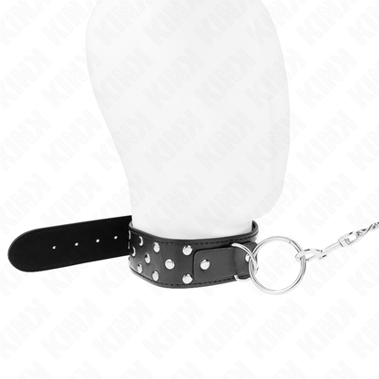 KINK - RING RIVET STRAP NECKLACE WITH BELT 65 CM BLACK ADJUSTABLE 36-50 CM X 3.8 CM