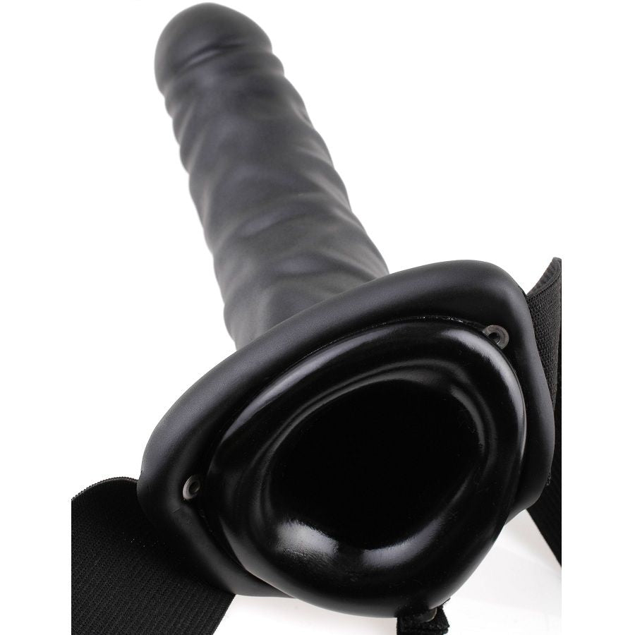 SERIE FETISH FANTASY - STRAP-ON HUECO VIBRADOR DE 19 CM NEGRO