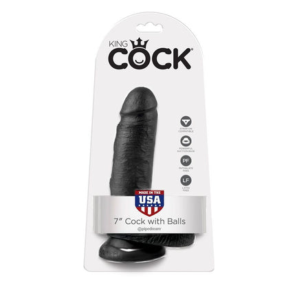 KING COCK - 7 DILDO NEGRO CON BOLAS 17,8 CM