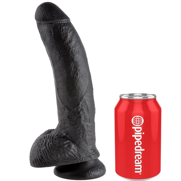 KING COCK - 9 DILDO NEGRO CON BOLAS 22,9 CM