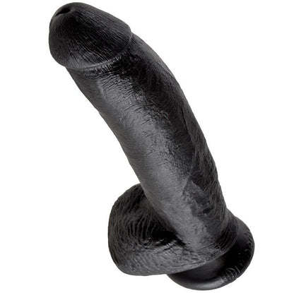 KING COCK - 9 DILDO NEGRO CON BOLAS 22,9 CM