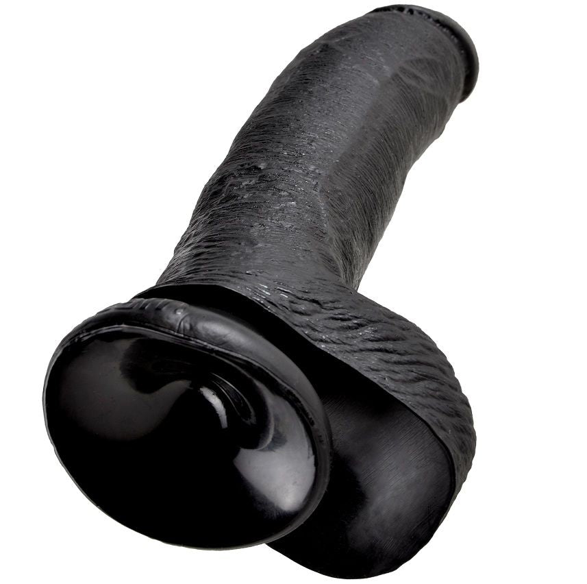 KING COCK - 9 DILDO NEGRO CON BOLAS 22,9 CM