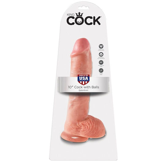 KING COCK - 10 DILDO CARNE CON BOLAS 26,5 CM