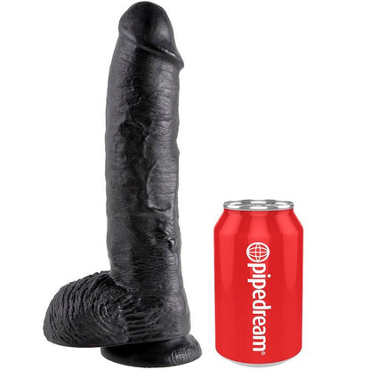 KING COCK - 10 DILDO BLACK WITH BALLS 25.4 CM