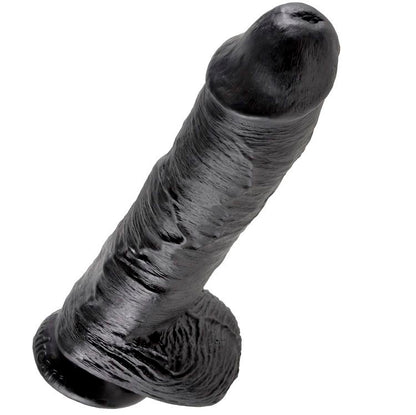 KING COCK - 10 DILDO BLACK WITH BALLS 25.4 CM