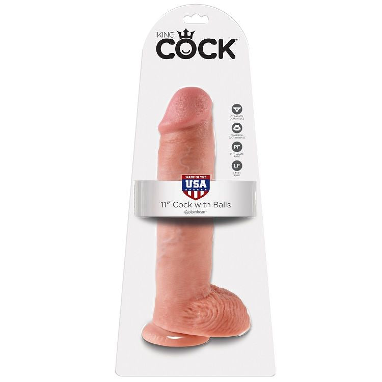 KING COCK - 11 DILDO CARNE CON BOLAS 28 CM