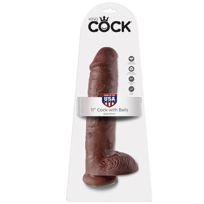 KING COCK - 11 DILDO MARRÓN CON BOLAS 28 CM