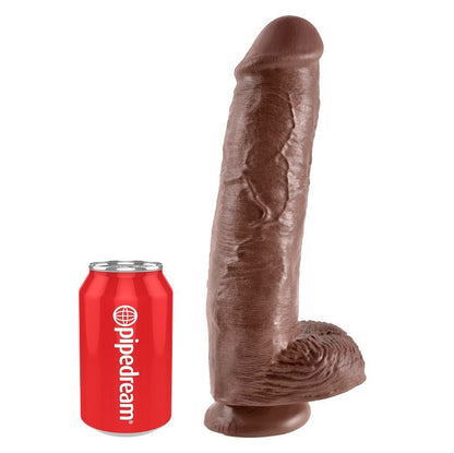 KING COCK - 11 DILDO MARRÓN CON BOLAS 28 CM