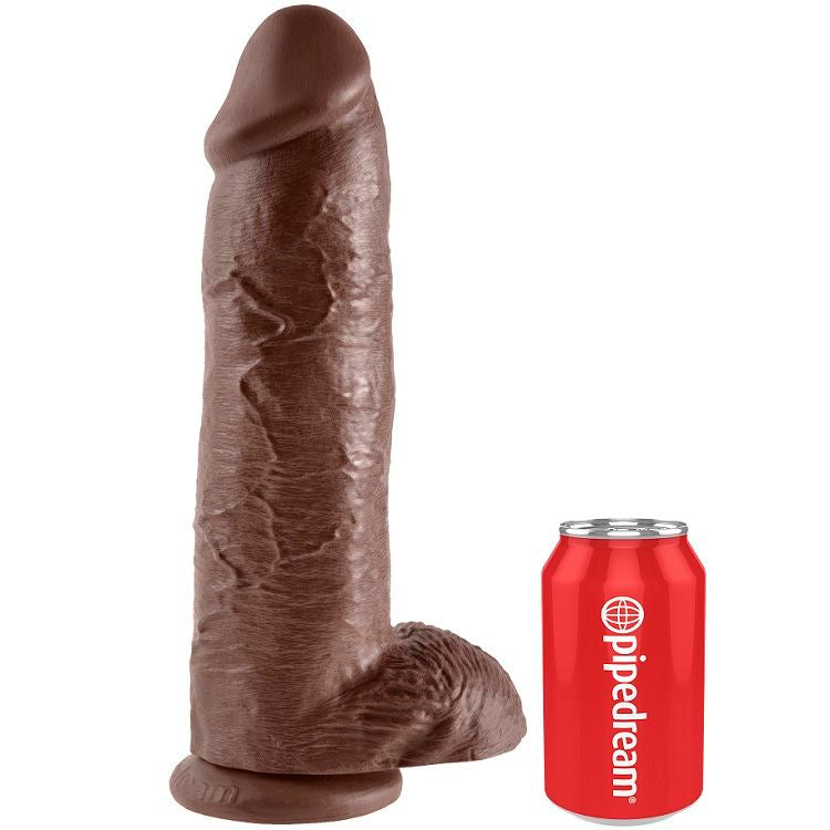 KING COCK - 12 DILDO MARRÓN CON BOLAS 30,48 CM