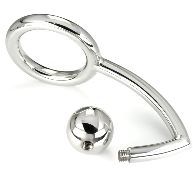 ANILLO PARA PENE DE METAL DURO CON GANCHO ANAL INTRUSO 45MM