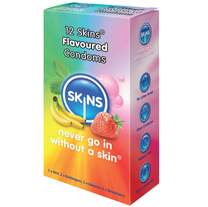 SKINS - CONDONES SABORES PAQUETE DE 12