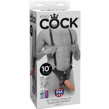 KING COCK - 25.5 CM HOLLOW STRAP-ON SUSPENDER SYSTEM FLESH