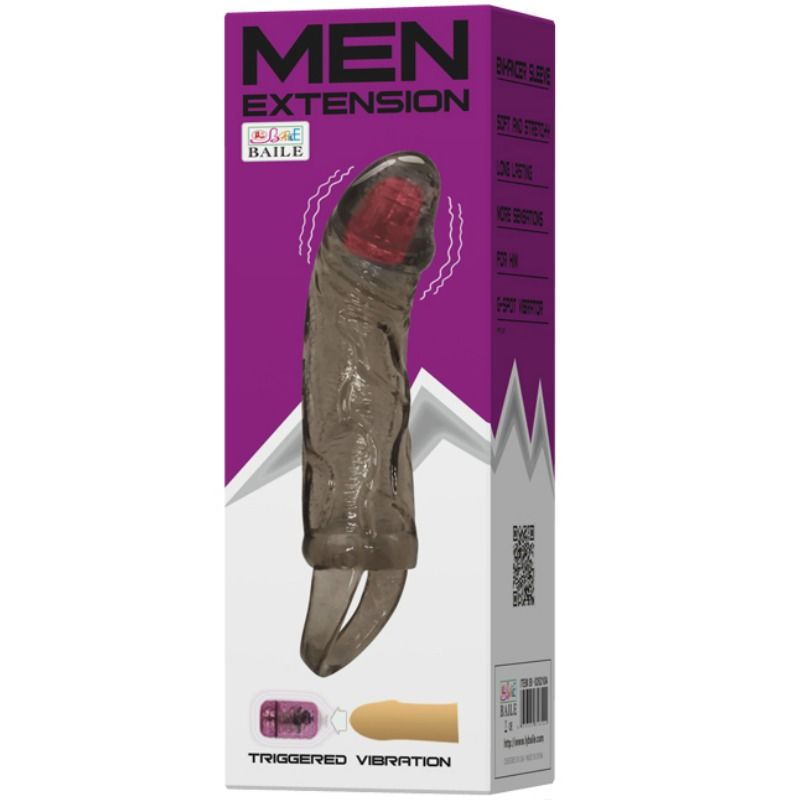 BAILE - PENIS EXTENDER SHEATH WITH VIBRATION AND STRAP FOR TESTICLES 13.5 CM