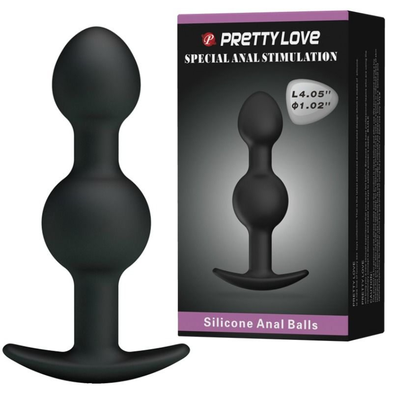 PRETTY LOVE - BOLAS ANALES DE SILICONA ESPECIALES DE ESTIMULACIÓN 10,3 CM NEGRAS