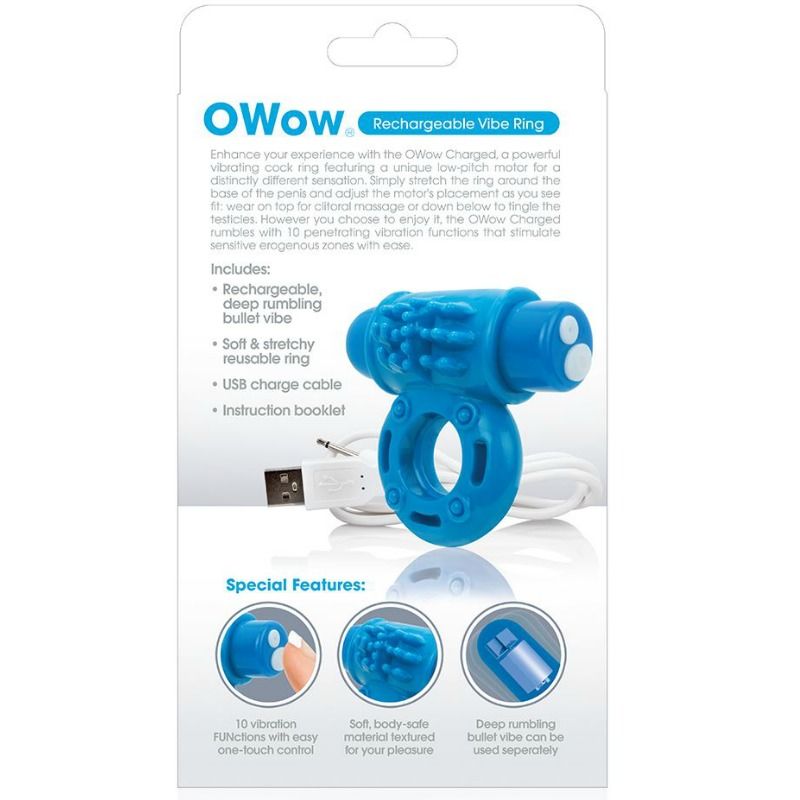 SCREAMING O - RING VIBRATOWOW RECHARGEABLE BLUE