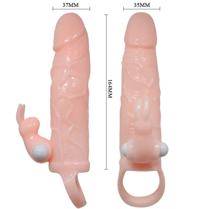 BAILE - BRAVE MAN PENIS COVER WITH RABBIT AND DOUBLE ENGINE FLESH 16.5 CM