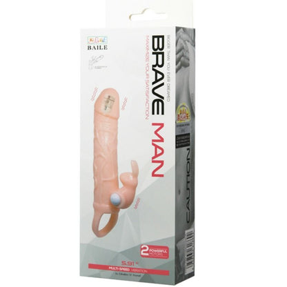 BAILE - BRAVE MAN PENIS COVER WITH RABBIT AND DOUBLE ENGINE FLESH 16.5 CM