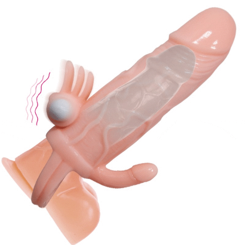 BAILE - BRAVE MAN PENIS COVER WITH CLIT AND ANAL STIMULATION FLESH 16.5 CM