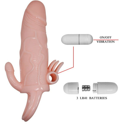 BAILE - BRAVE MAN PENIS COVER WITH CLIT AND ANAL STIMULATION FLESH 16.5 CM