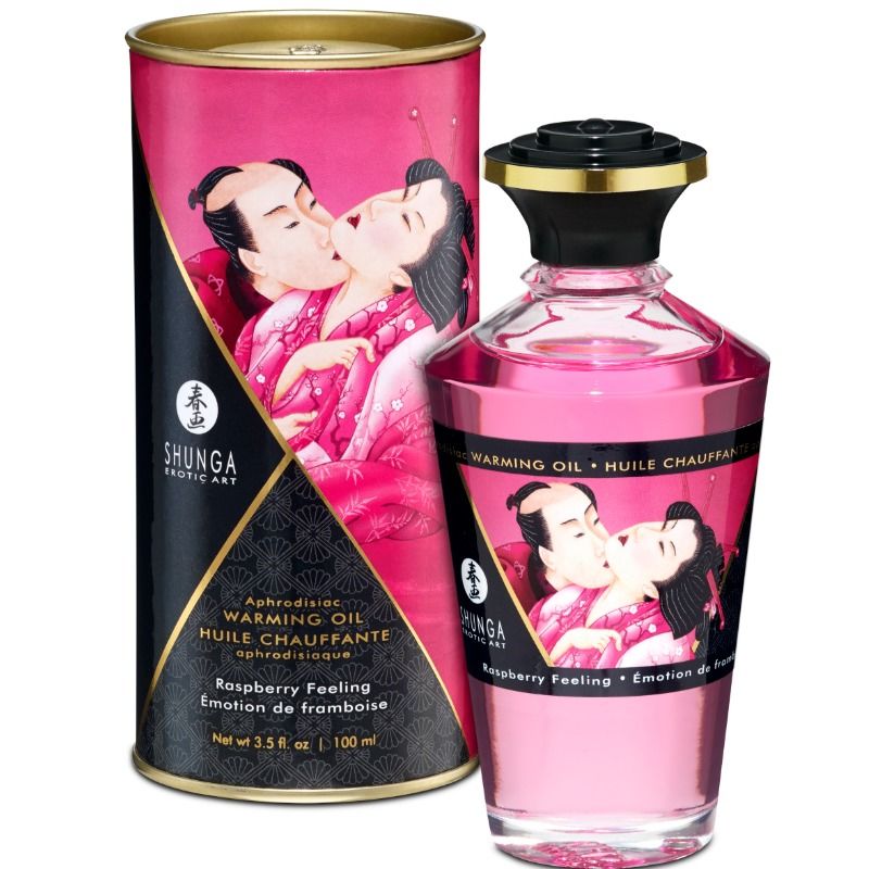 SHUNGA - ACEITE DE MASAJE EFECTO CALOR SABOR FRAMBUESA INTENSO 100 ML