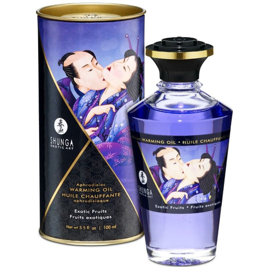 SHUNGA - ACEITE DE MASAJE EFECTO CALOR SABOR FRUTAS EXÓTICAS 100 ML