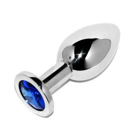 PLUG ANAL METAL DURO DIAMANTE AZUL PEQUEÑO 5,71CM