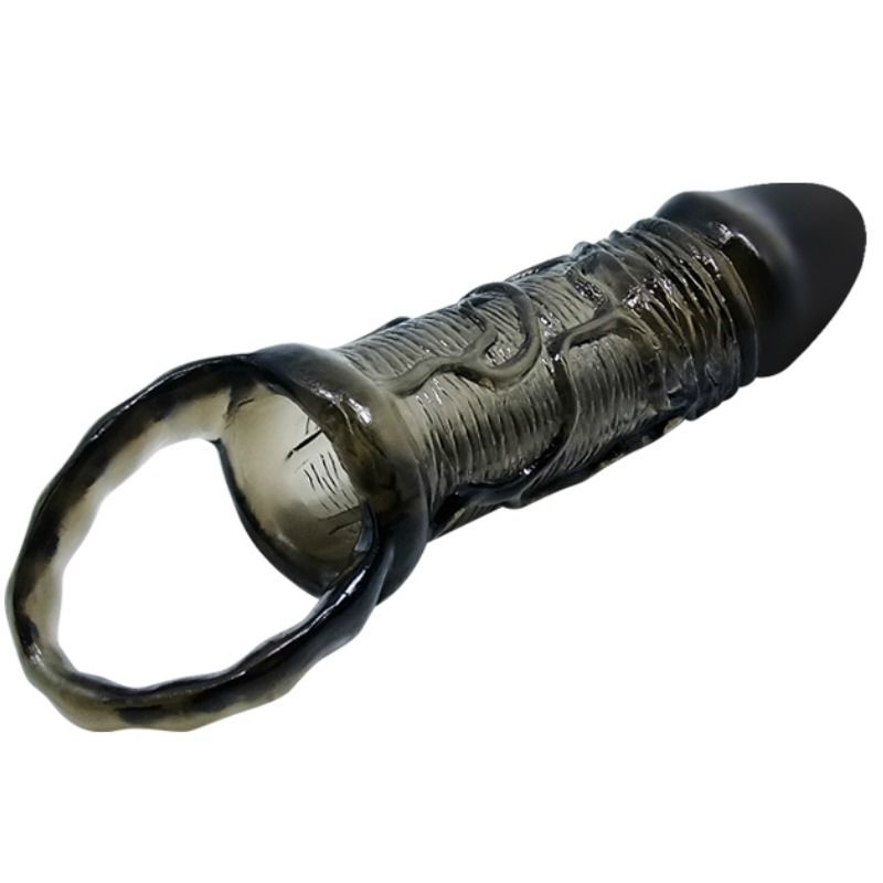 BAILE - PENIS EXTENDER COVER WITH STRAP FOR TESTICLES BLACK 13.5 CM