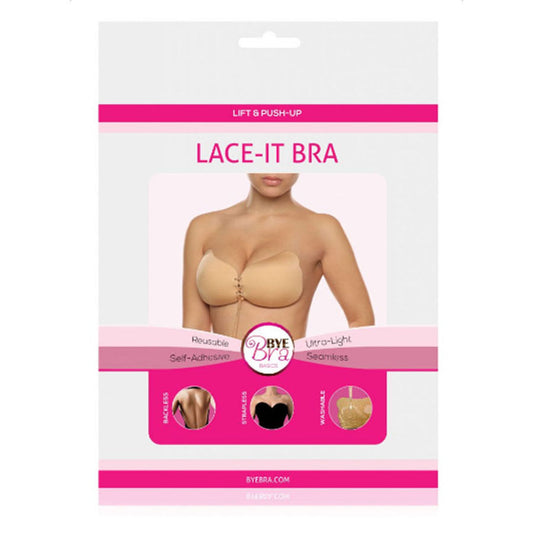 BYE-BRA - Sujetador push-up con encaje, copa C, color negro